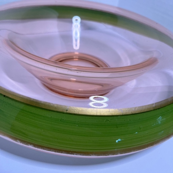 Vintage Tiffin Franciscan Rambler Rose Rolled Edge Console Pink Green Gold Rim - Picture 10 of 17